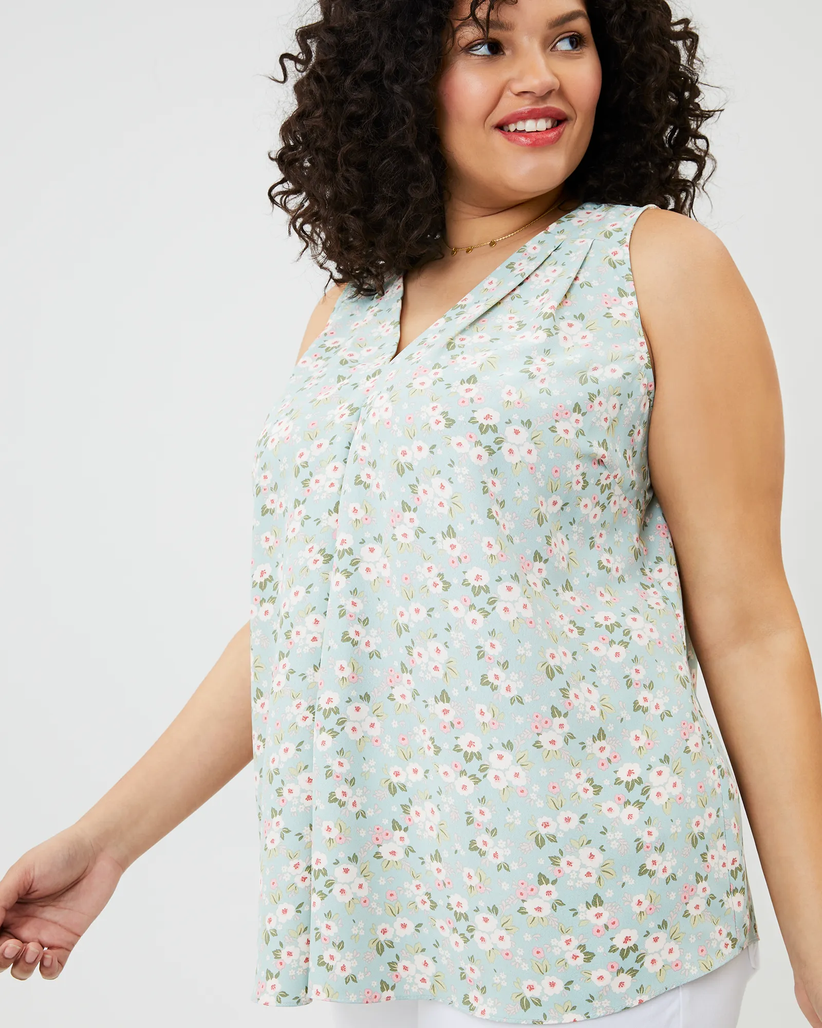 Angie Sleeveless Blouse | Light Blue / Ivory