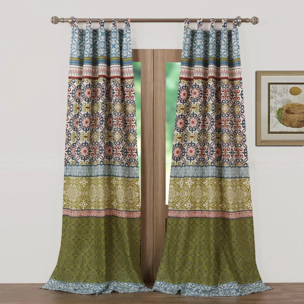 Barefoot Bungalow Shangri-La Window Curtain Panel Pair - 42x84", Multi