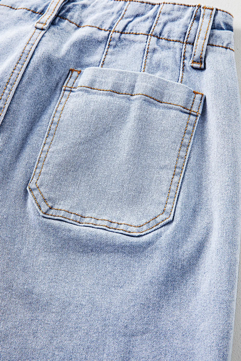 Beau Blue Acid Wash Contrast Edge Pocketed Cropped Jeans