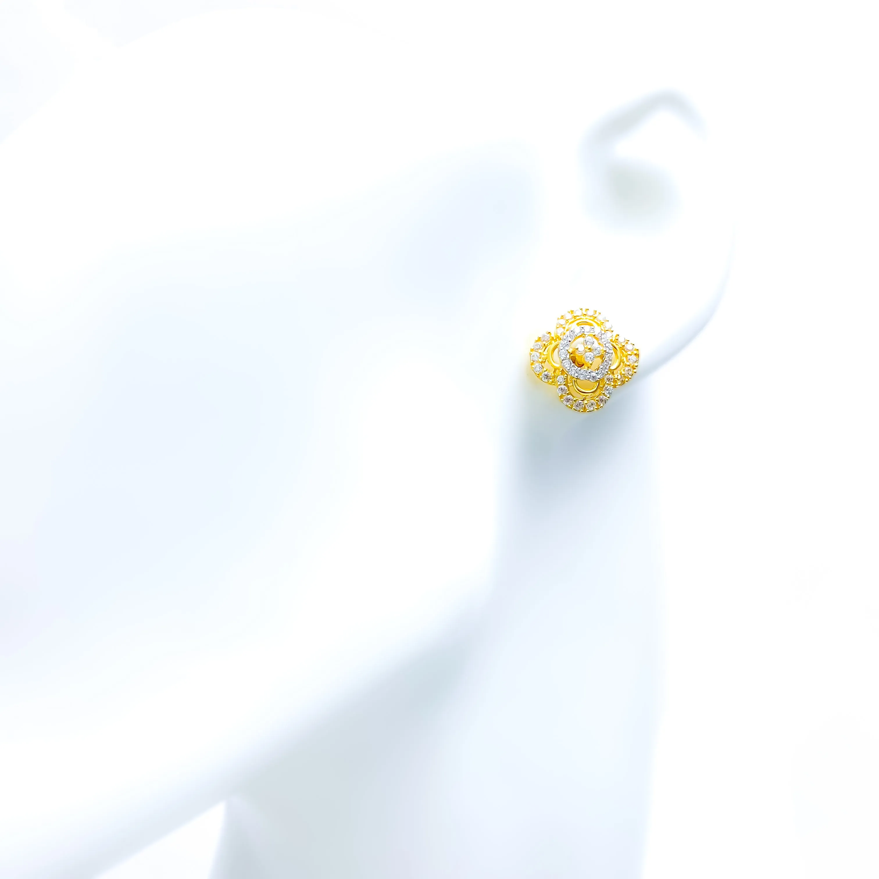 Beautiful Four Petal CZ Earrings