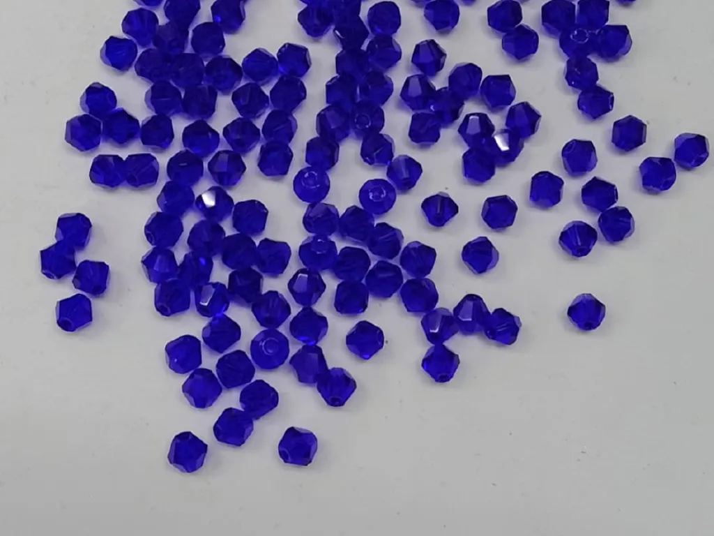 Blue New Cut Crystal Glass Beads- 4 mm (Wholesale)