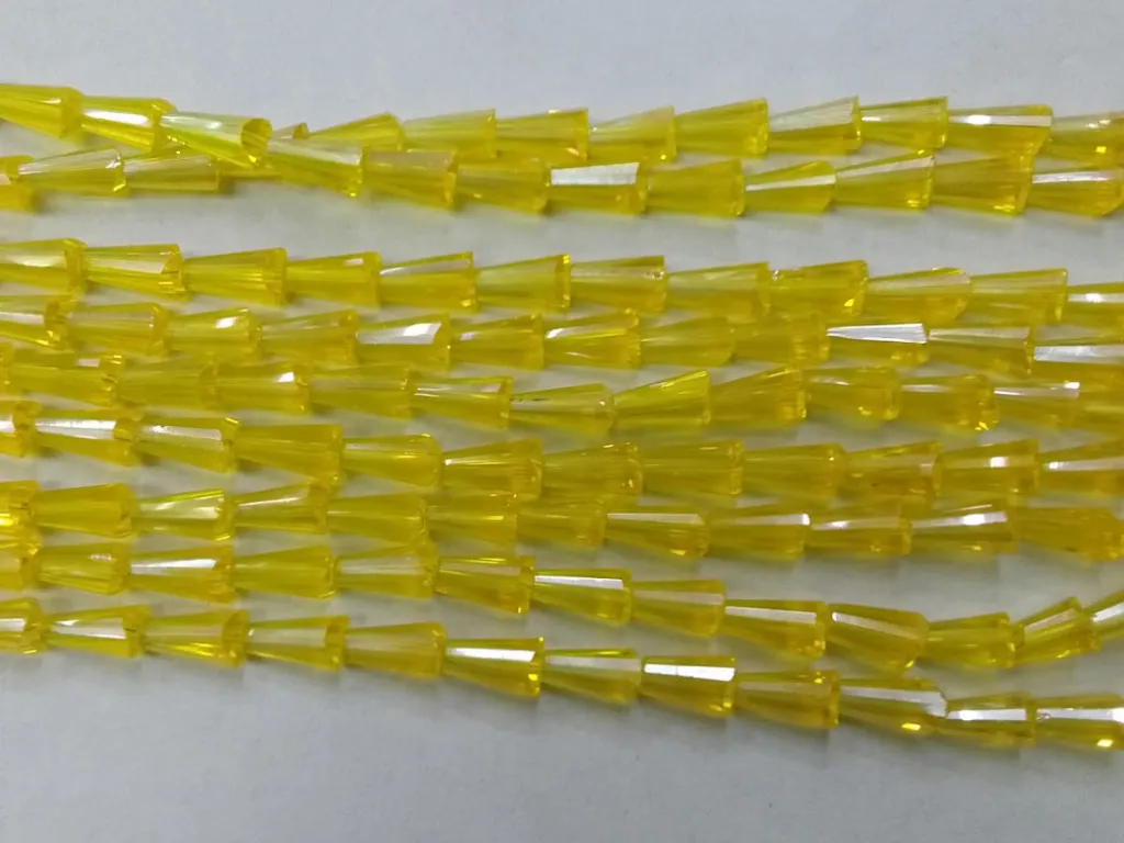 Deep Yellow Conical Crystal Glass Beads (Wholesale)