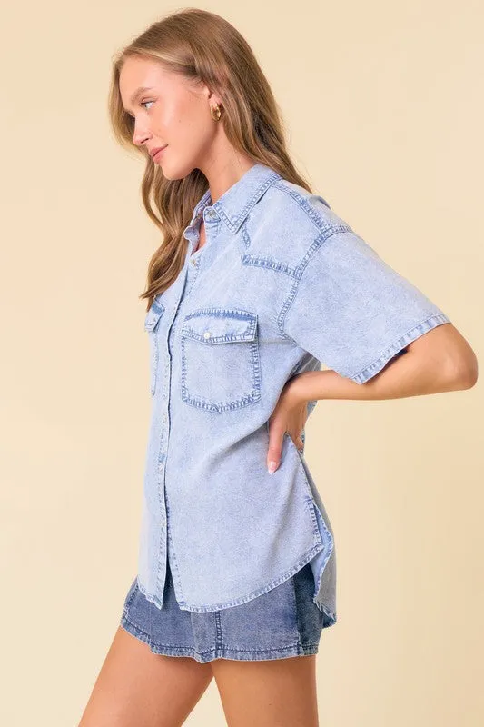 Denim Snap Button Tops - 2 colors!