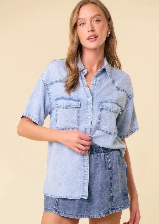 Denim Snap Button Tops - 2 colors!