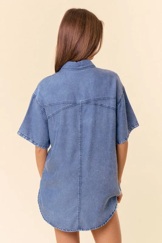 Denim Snap Button Tops - 2 colors!