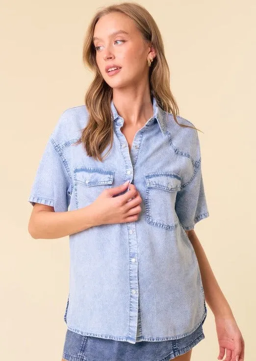 Denim Snap Button Tops - 2 colors!