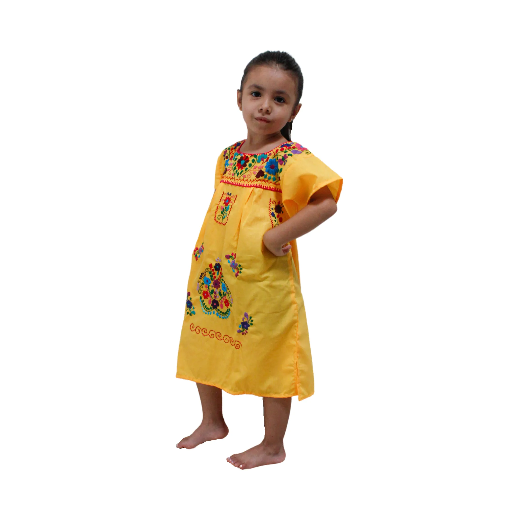 Embroidered Dress Kids	Yellow