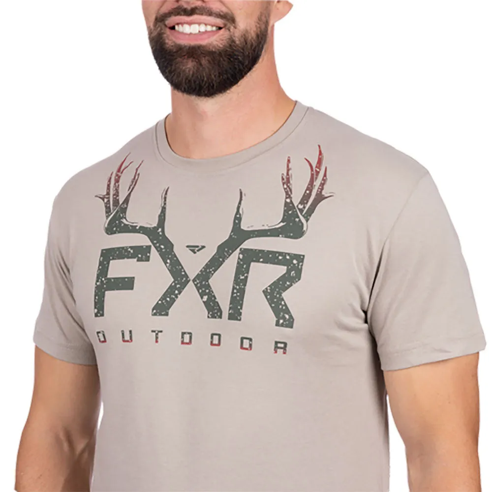 FXR  Mens Antler Premium T-Shirt Tee Soft Cotton Blend Casual Stone Army