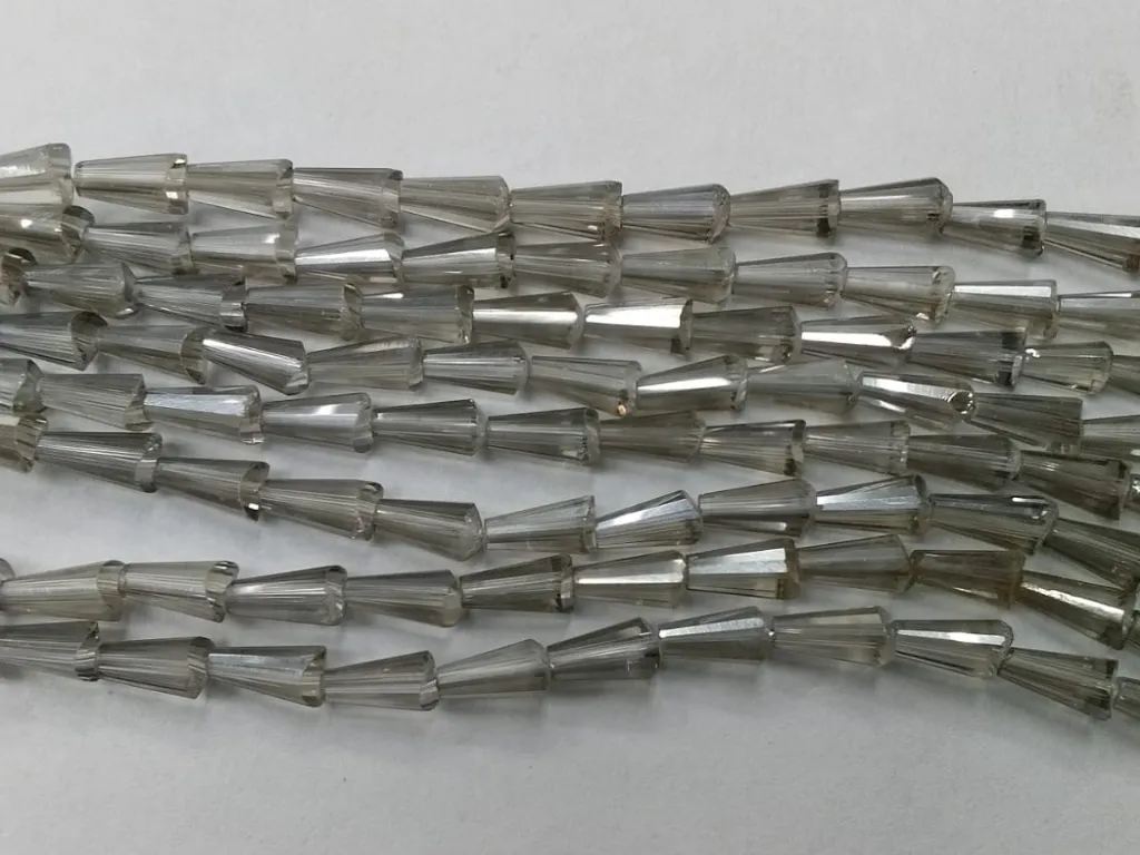 Greyish Silver Conical Crystal Glass Beads (Wholesale)