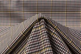 Houndstooth Italian Wool Suiting - Brown / Yellow