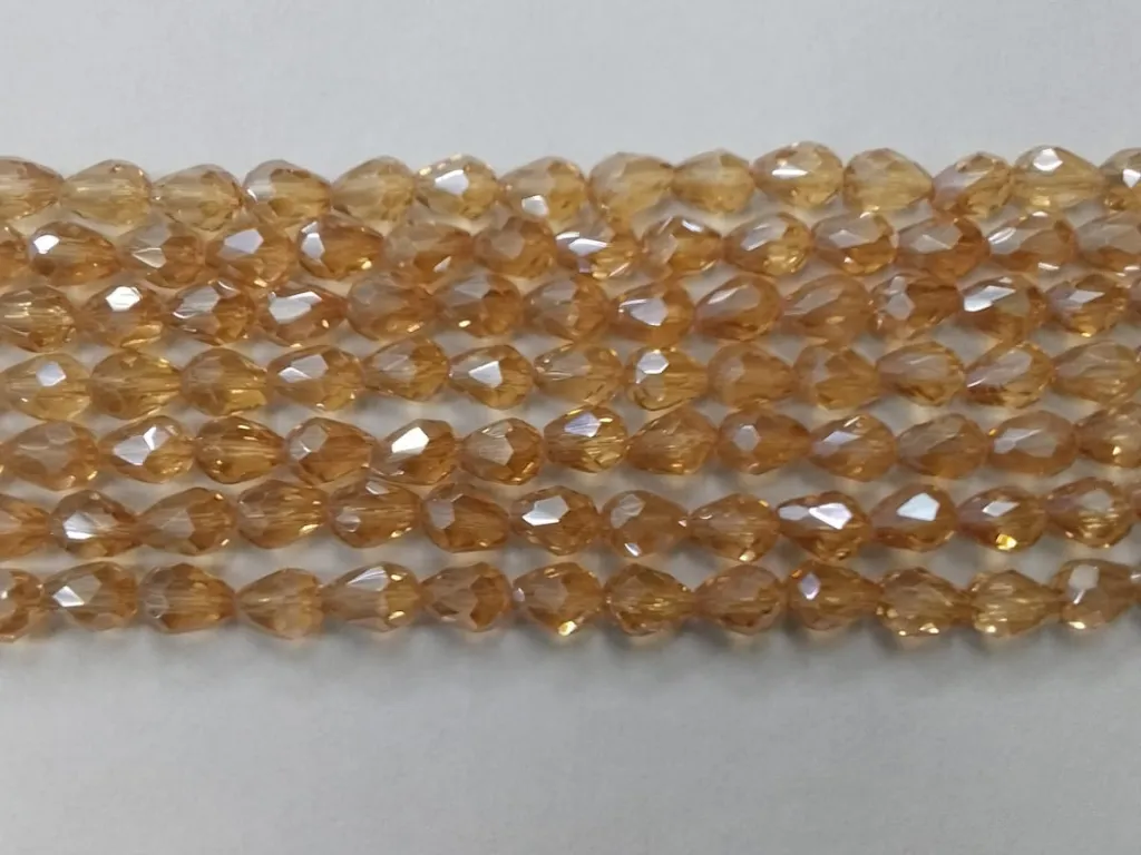 Light Brown Drop Crystal Glass Beads (Wholesale)