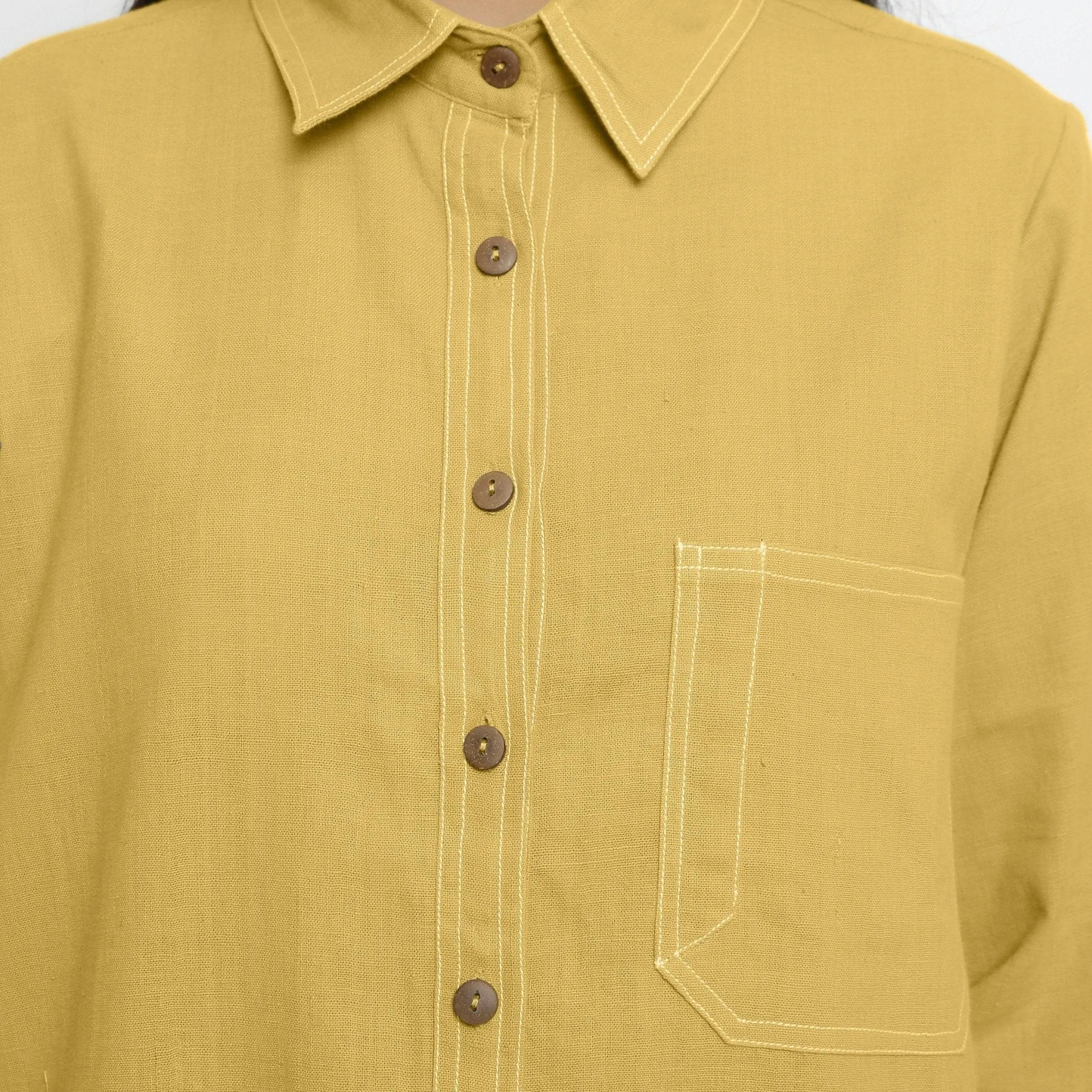 Light Yellow Handspun Cotton Button-Down Shirt