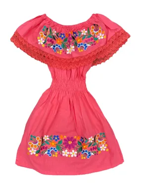 Mexican Girl Florecitas Dress Coral