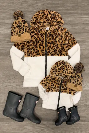 Mom & Me - White Cheetah Sherpa Hoodie