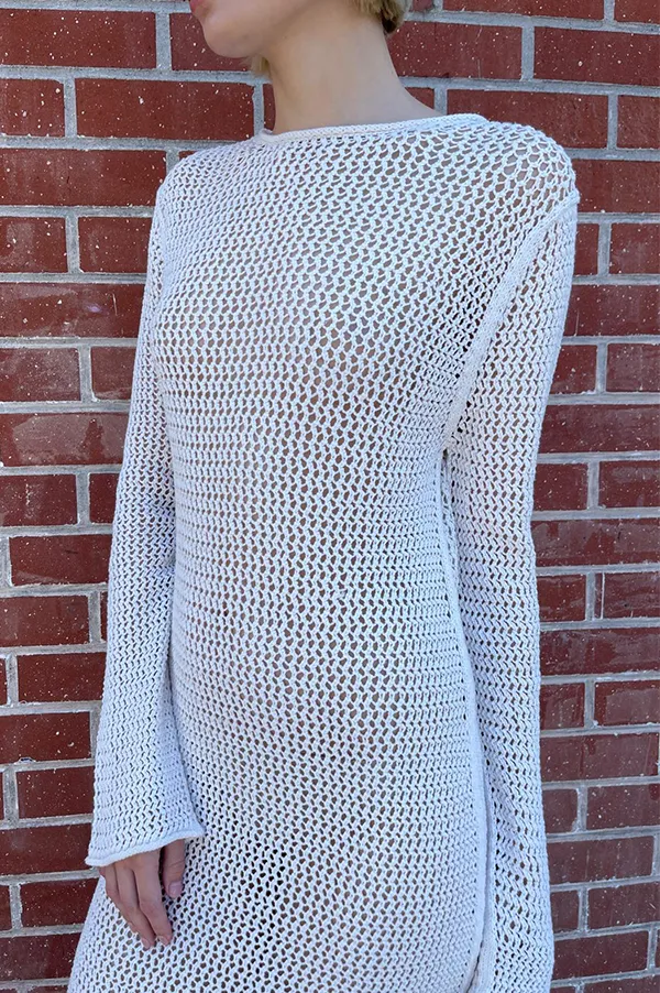 Net Dress in Bone