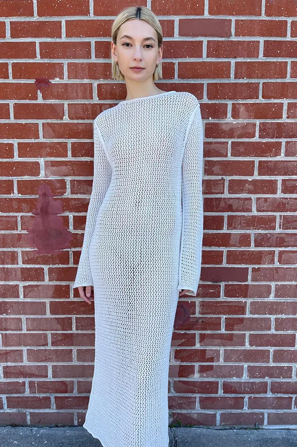 Net Dress in Bone