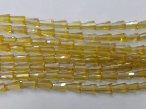 Pale Yellow Conical Crystal Glass Beads (Wholesale)