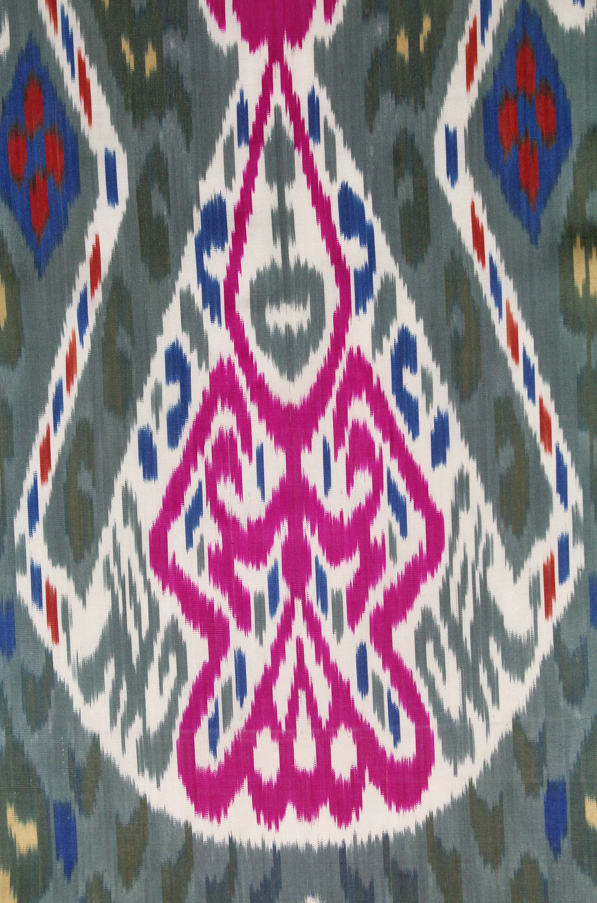 Pink and Grey Silk Ikat Fabric - Soft Ikat Pattern Fabric, Uzbek Upholstery Ikat Textile, Silk Ikat Fabric for Chairs, Boho Upholstery Material