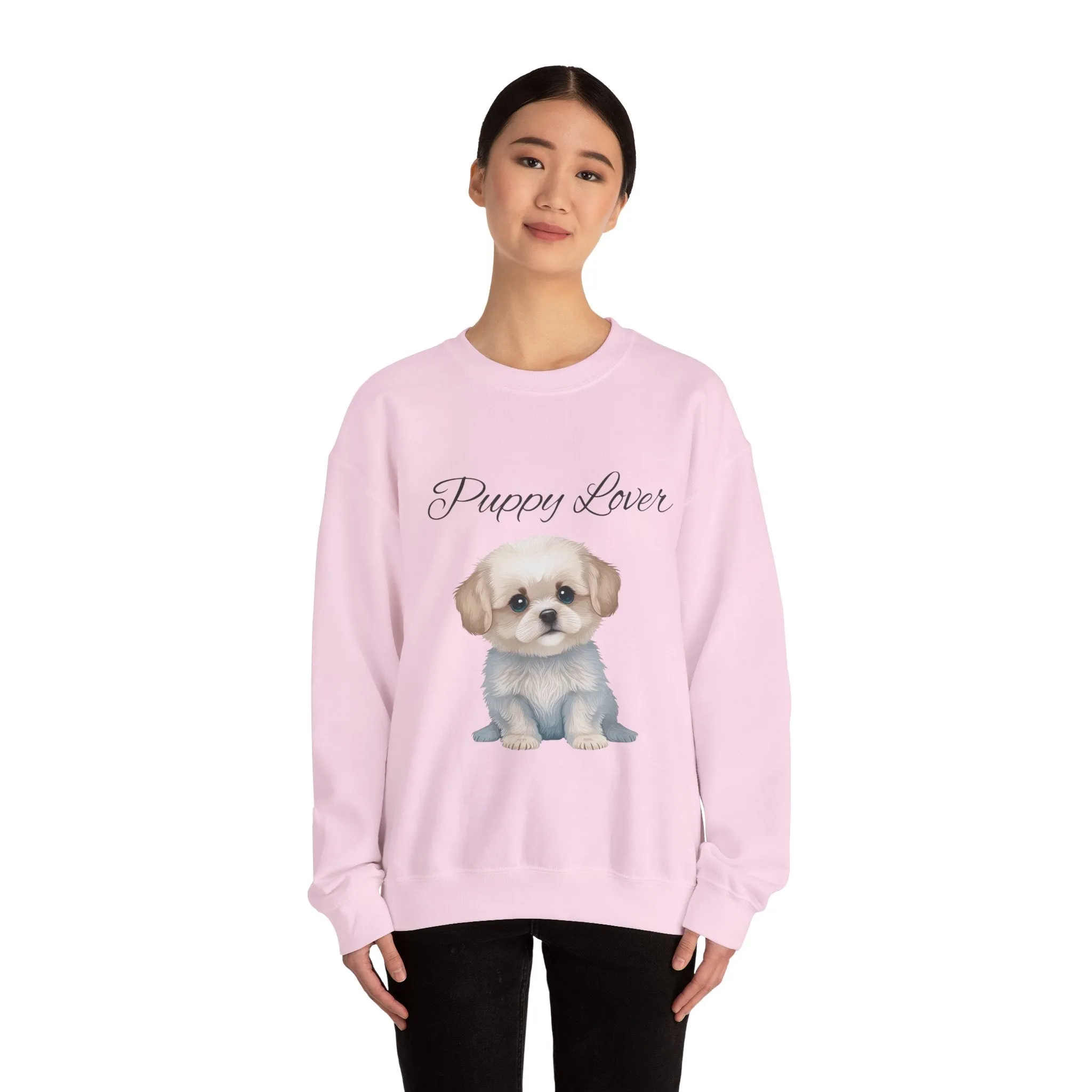 Puppy Lover Sweatshirt Comfy Unisex Crewneck Sweatshirt for Dog Mom