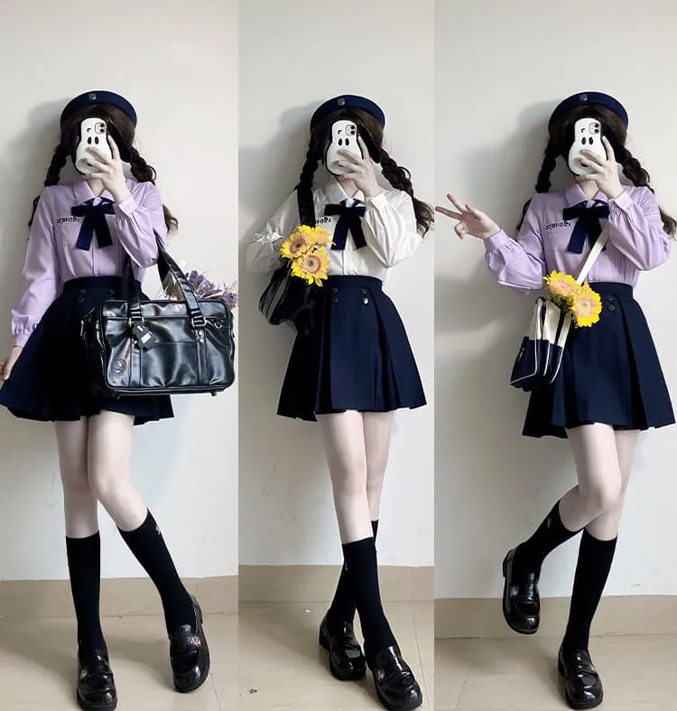 [Purple White Navy] kawaii girl school uniform set