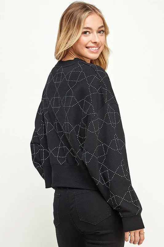 Quilted Style Sweater in Black