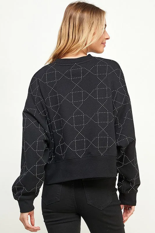 Quilted Style Sweater in Black