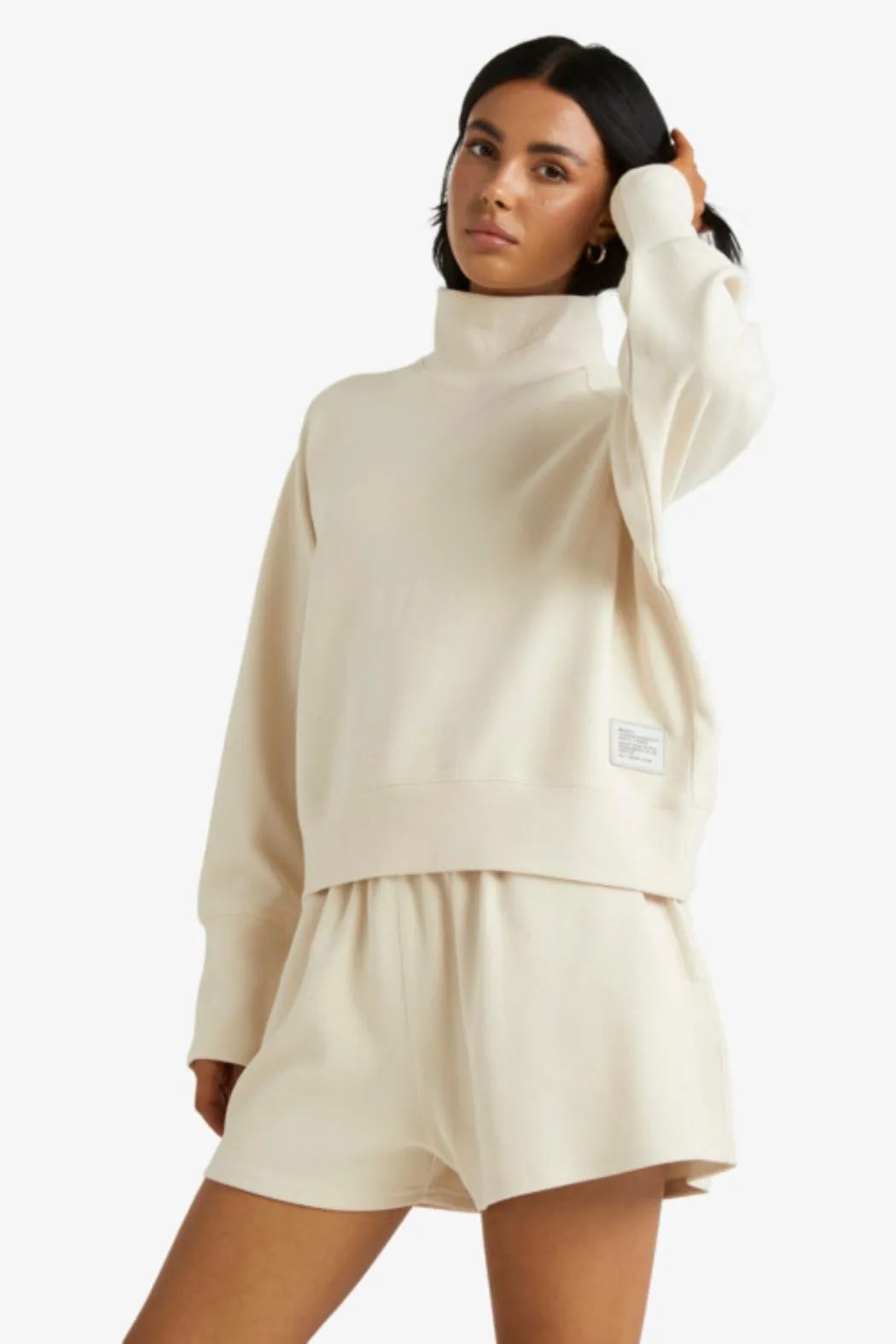 RVCA Sofie Mock Neck Sweater Top - Latte