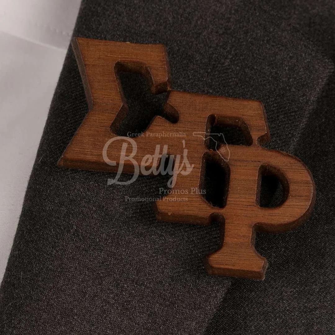 Sigma Gamma Rho ΣΓΡ Slanted Greek Letters Wooden Lapel Pin