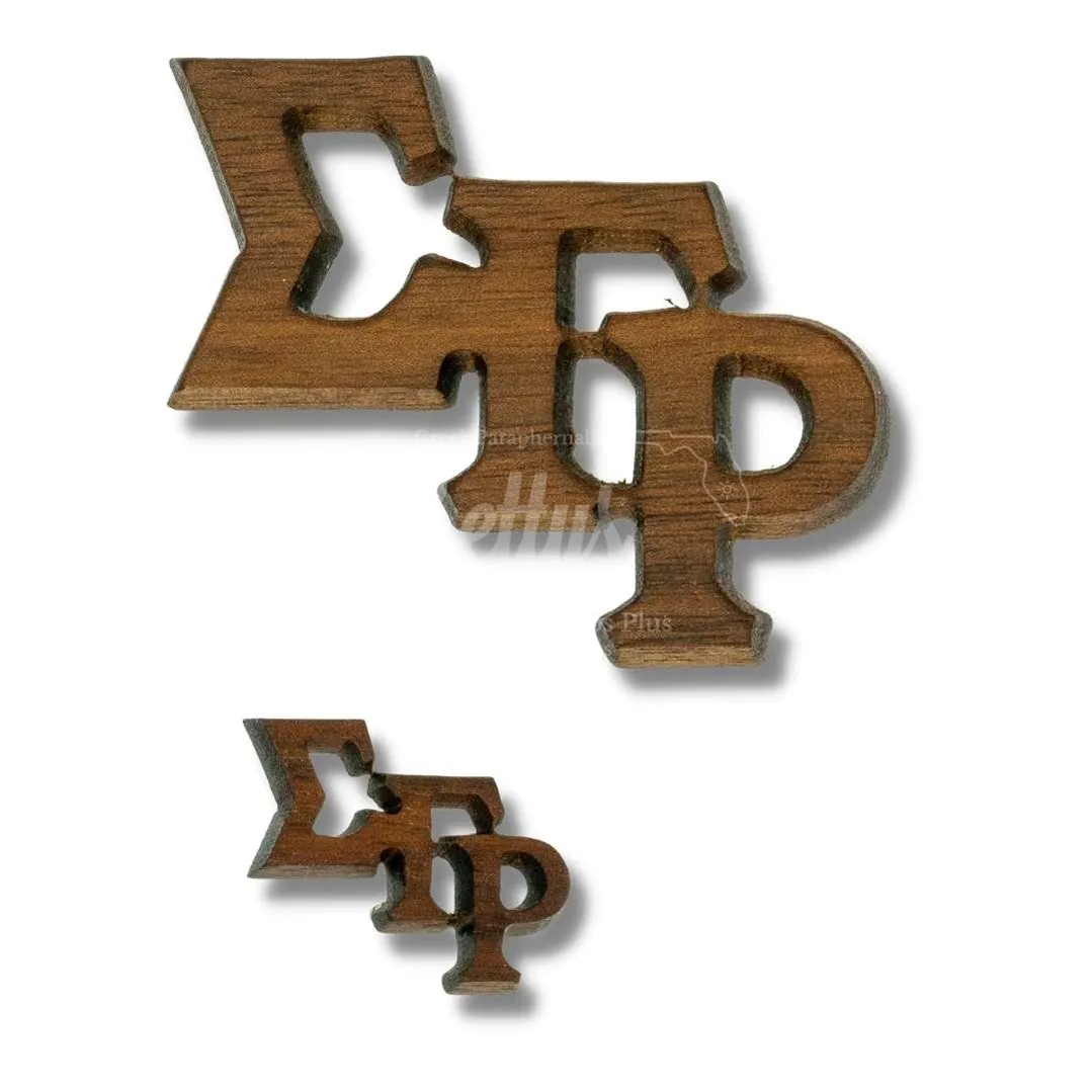 Sigma Gamma Rho ΣΓΡ Slanted Greek Letters Wooden Lapel Pin