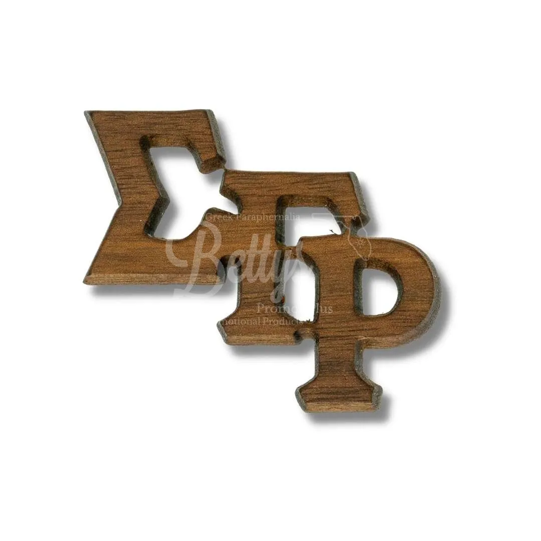 Sigma Gamma Rho ΣΓΡ Slanted Greek Letters Wooden Lapel Pin