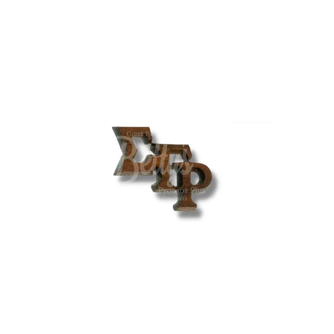 Sigma Gamma Rho ΣΓΡ Slanted Greek Letters Wooden Lapel Pin