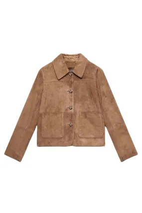 Tan Suede Pocket Detail Jacket