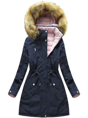 Warm Zipper Waist Plush Hooded Cotton Jacket