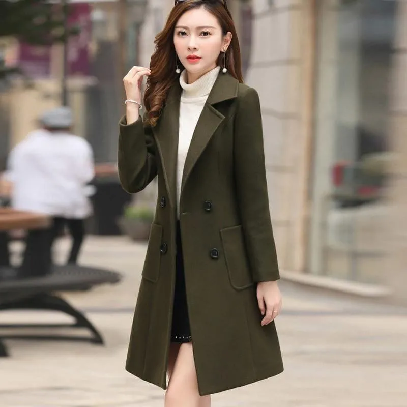 Winter Wool Coats Warm  Slim Fit Fashion Casual Office Blends Coat