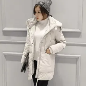 Women's Winter Casual Warm Wool Padded Hooded Coat