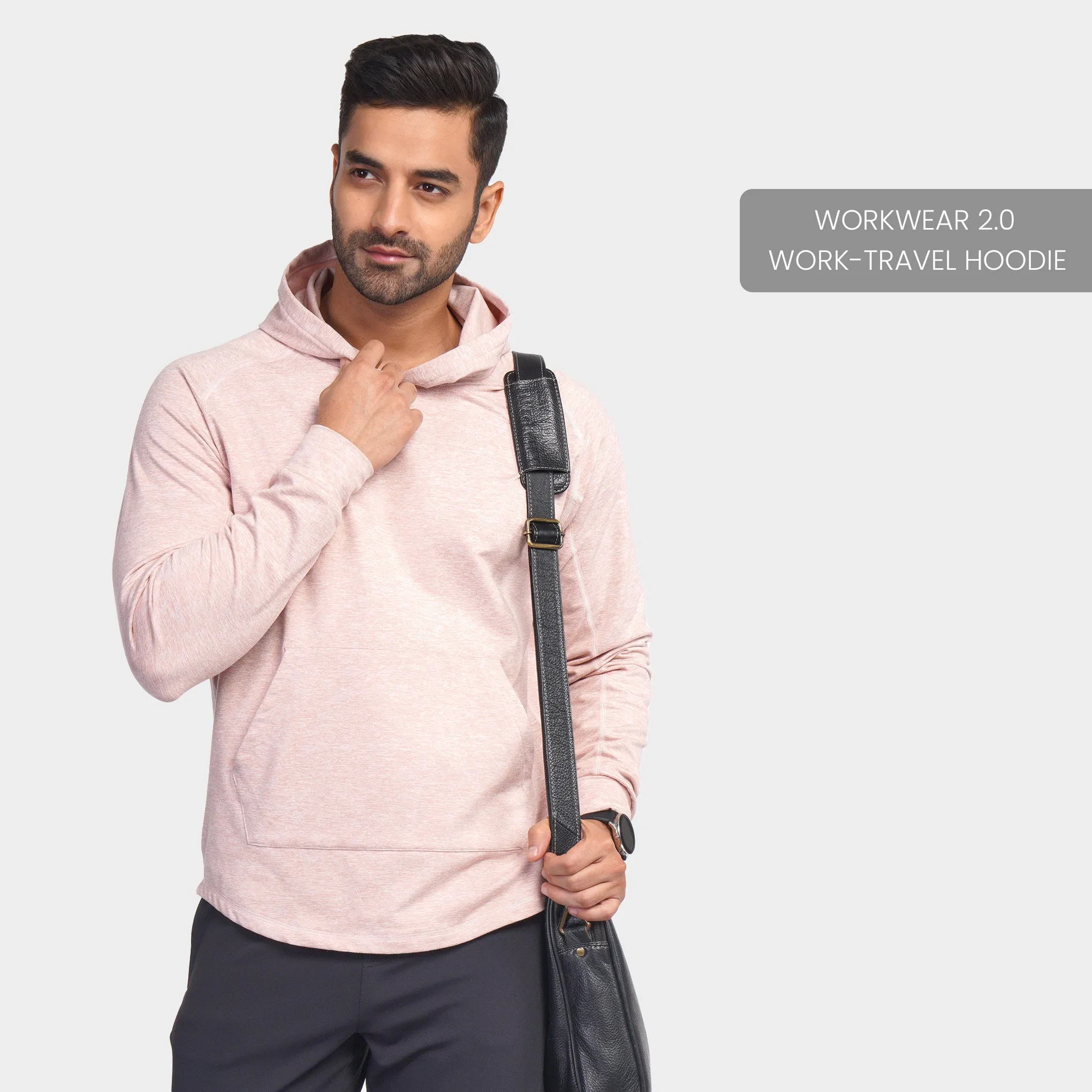 Work-Travel Melange Misty Pink Pocket Hoodie